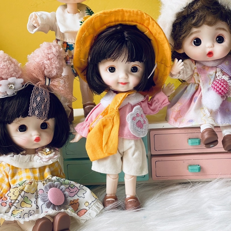 Búp bê ob11 BJD dòng cao cấp 16cm quà sinh nhật đồ chơi cho bé gái kèm sẵn váy áo và giày