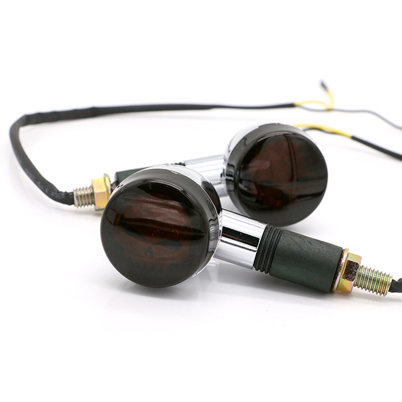 Set 2 Đèn Xi Nhan Hình Đầu Lâu Cho Xe Mô Tô Harley Dyna Sportster Honda