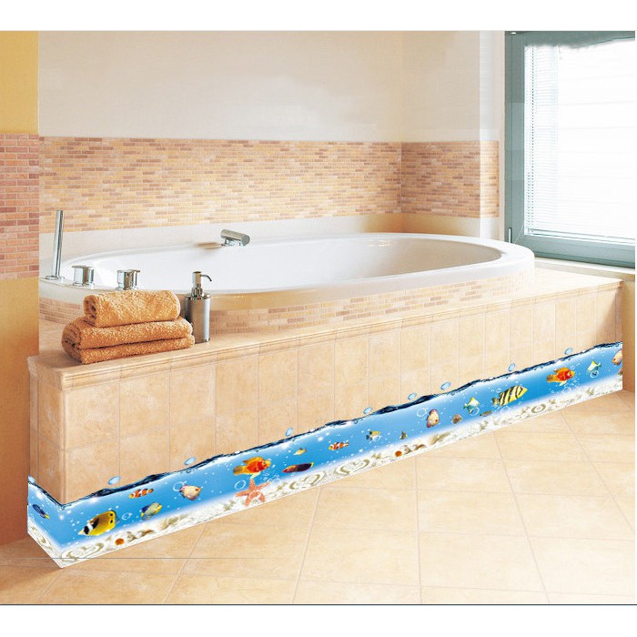 Decal trang trí chân tường Đại Dương xanh