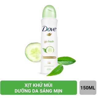 Xịt Khử Mùi Dove Go Fresh Cucumber & Green Tea Anti-perspirant 150ml - Dưỡng Da Sáng Mịn Dưa Leo & Trà Xanh