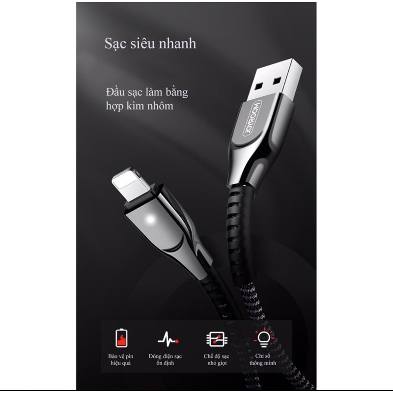 Cáp sạc nhanh iphone tự ngắt khi sạc, sạc siêu nhanh 2.4A Joyroom dài 2M chính hãng bảo hành 12 tháng - HH Store