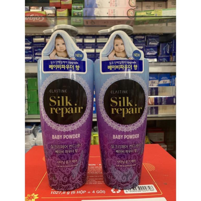 Kem xả chăm sóc và nuôi dưỡng tóc Elastine Silk Repair 550ml(mầu xanh)