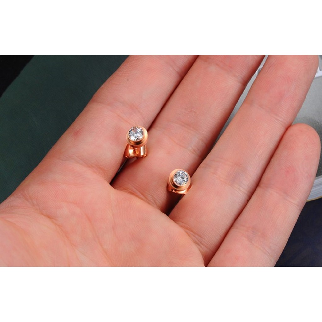 Bộ trang sức Dây chuyền và Hoa tai đính xoàn lóng lánh mạ lớp vàng 18k  sang trọng vĩnh viễn không đen