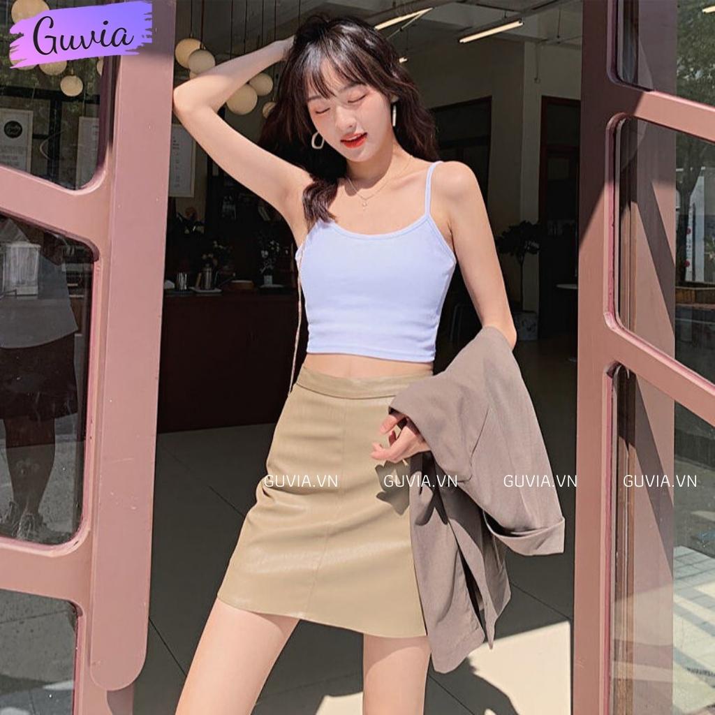 Áo Croptop 2 dây mảnh Phong Cách, Áo kiểu nữ chất vải tốt mặc đẹp GUVIA