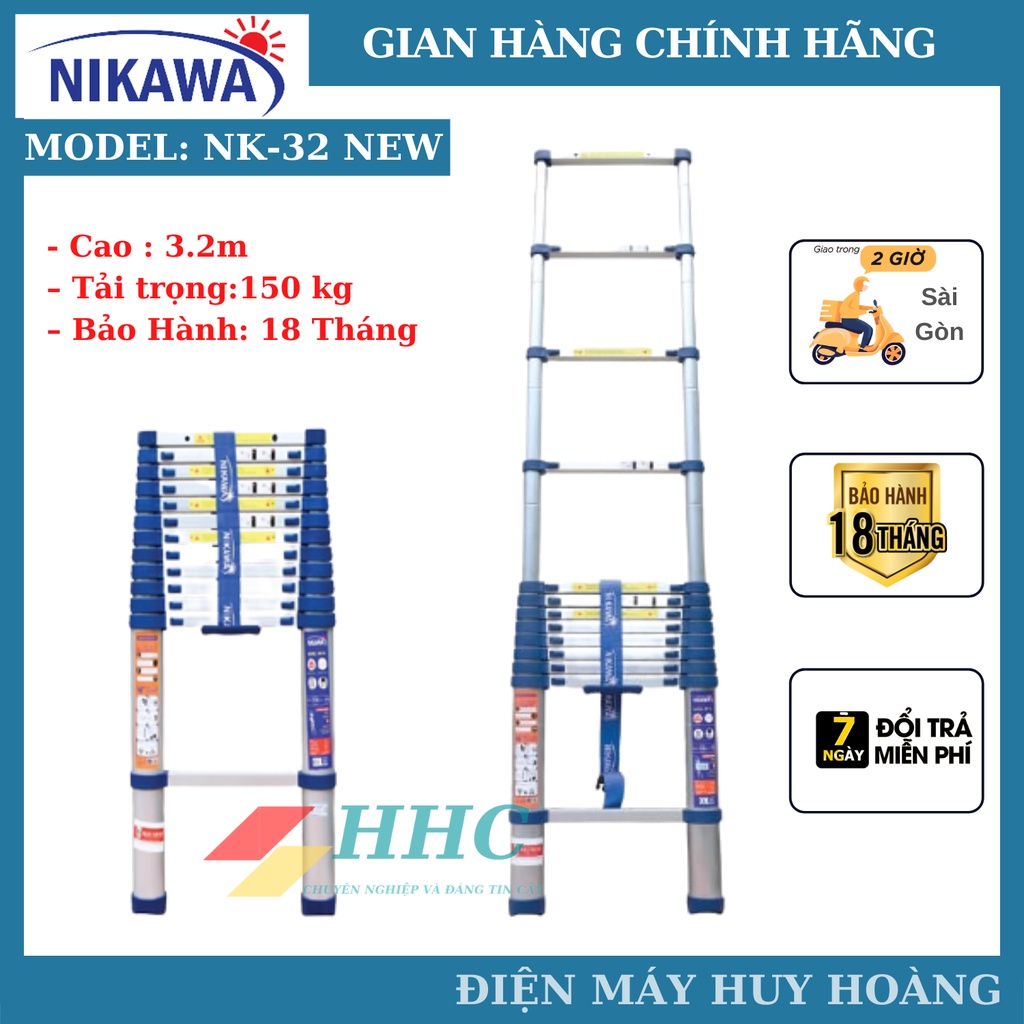 Thang nhôm rút đơn siêu bền Nikawa NK-32 New. NK-32 Pro