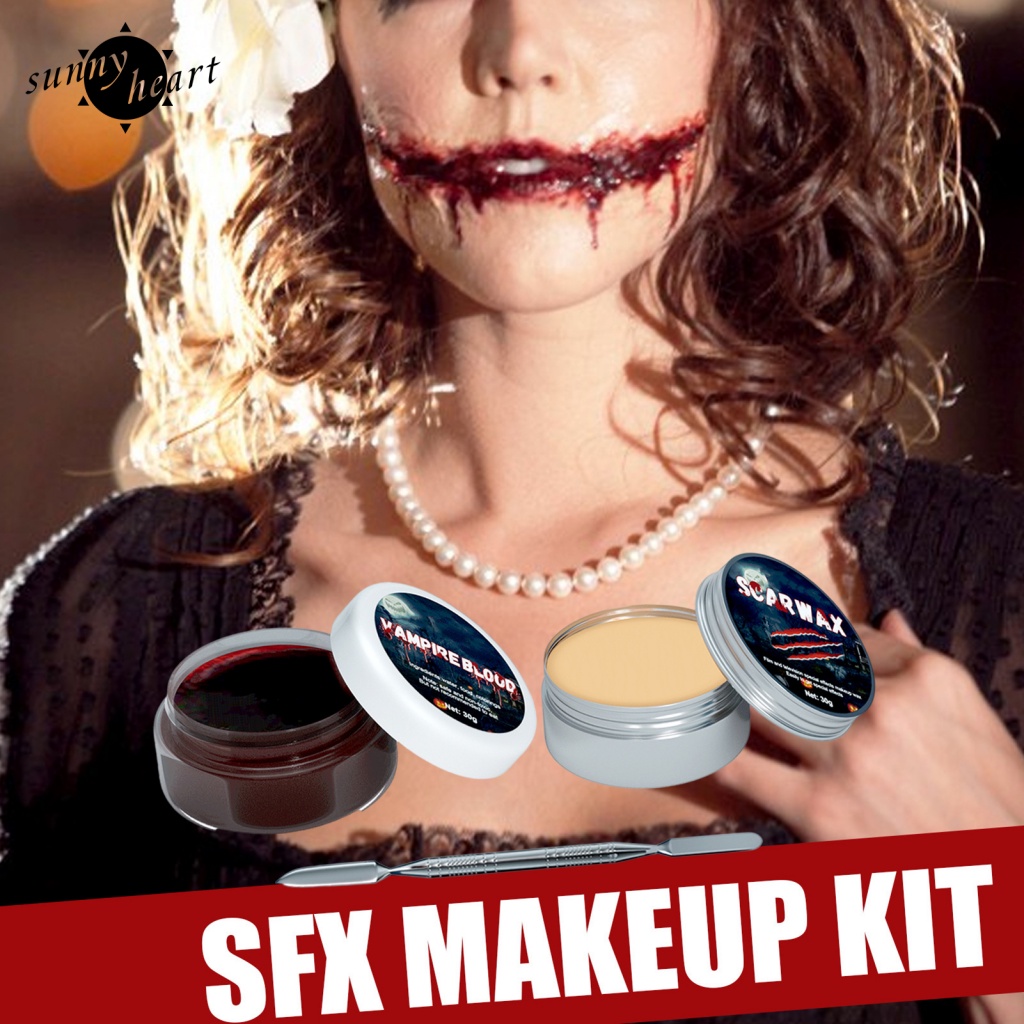 Set 3 Sáp Tạo Mẫu Vết Sẹo Giả Hóa Trang Halloween