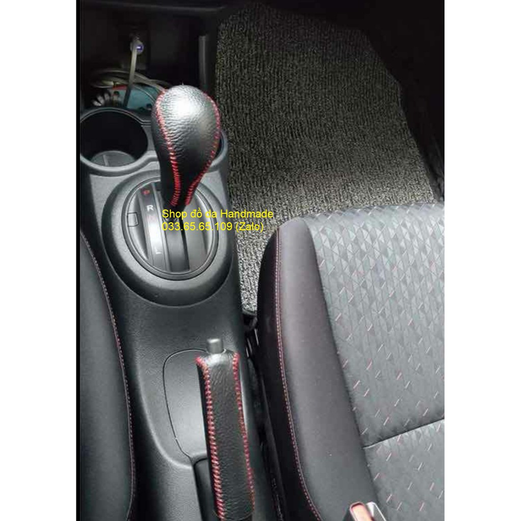 Bọc da, Bao da cần số phanh tay honda Brio bằng da bò, bảo hành 12 tháng, nhiều mầu sắc