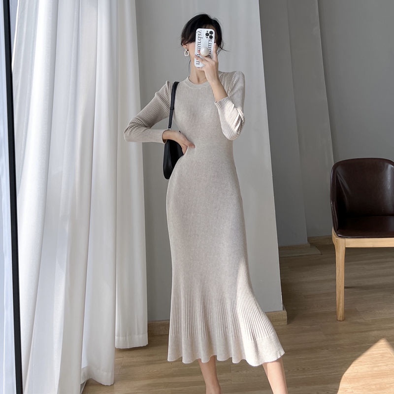 Đầm Đuôi Cá Dệt Kim Tay Dài Thời Trang Sang Trọng Cho Nữ