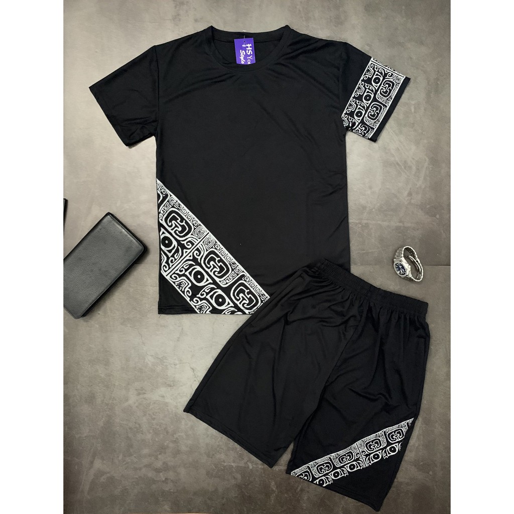 Bộ hè nam_áo thun hoa văn kèm ảnh thật | BigBuy360 - bigbuy360.vn