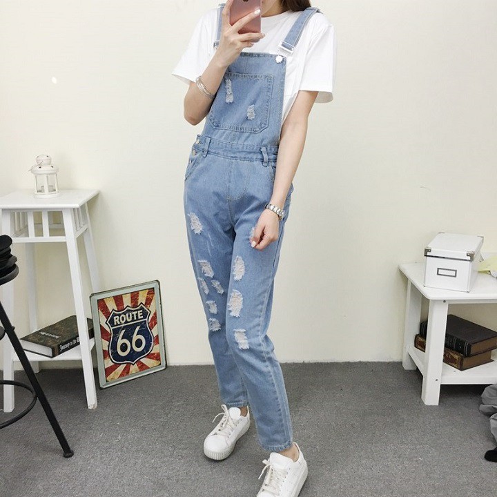 [TRỢ SHIP ĐƠN 50K] Quần yếm jean dài vải dày không co dãn, chất lượng chuẩn Quảng Châu YD20