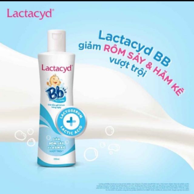 Sữa Tắm Gội Cho Bé 🧴 LACTACYD BB 🧴 Trị Rôm Sảy Và Hăm Kẽ Chai 250ml