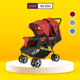 Xe đẩy đôi trẻ em thiết kế dọc nhỏ gọn cho 2 bé. Xe đẩy đôi cho bé có thể gấp gọn tiện lợi - Đ006