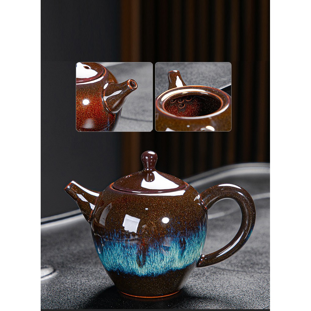 Bộ ấm chén pha trà đạo men thiên mục Lông thỏ