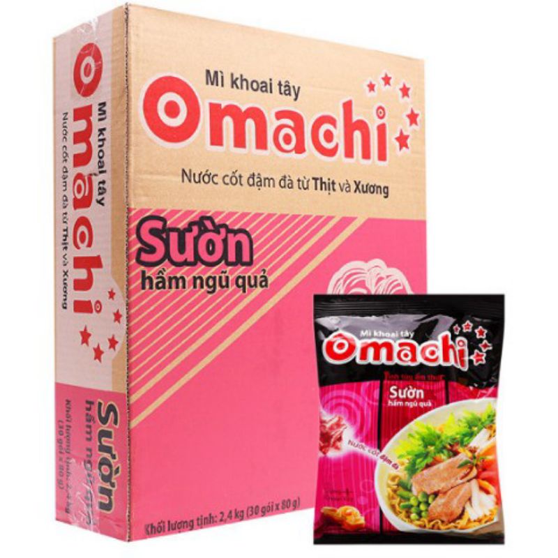 MÌ OMACHI XỐT BÒ HẦM, SƯỜN HẦM NGŨ QỦA. Mì trộn sốt spaghetti THÙNG 30 GÓI. mì trộn sốt trứng muối 12 hop/105g