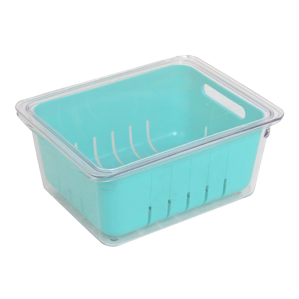 HomeBase KECH Hộp bảo quản tủ lạnh có nắp và 1 giỏ W22.4xD17.2xH9.9cm