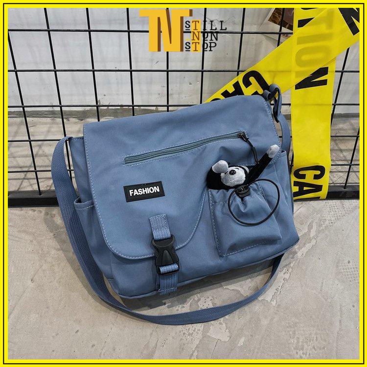 Túi tote vải canvas đeo vai giá rẻ đeo chéo đi học có khóa kéo phong cách hàn quốc HT-16