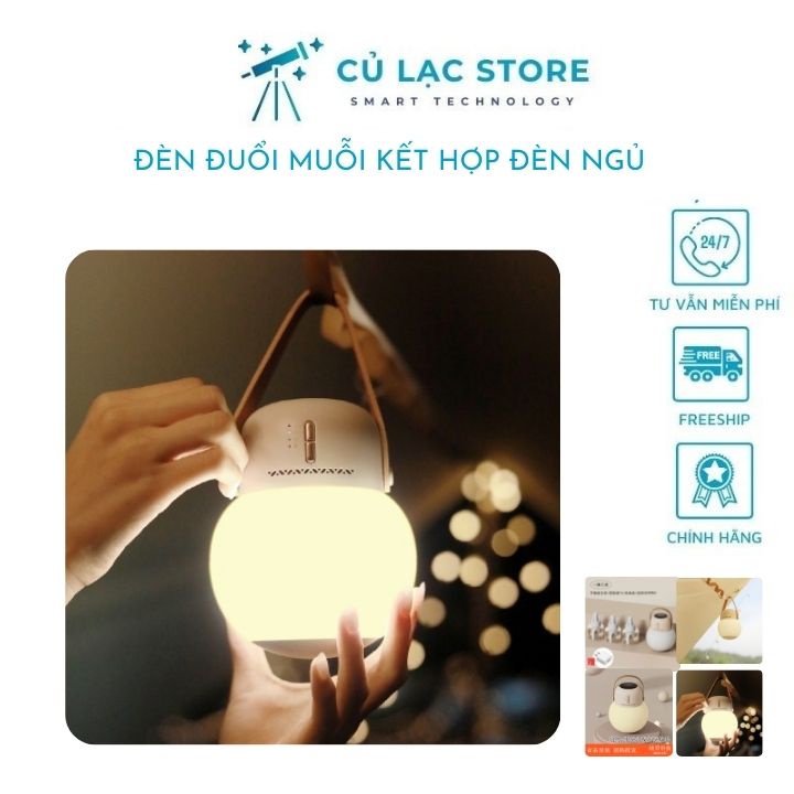 Đèn xông tinh dầu đuổi muỗi kết hợp đèn ngủ thông minh có hẹn giờ dùng pin sạc