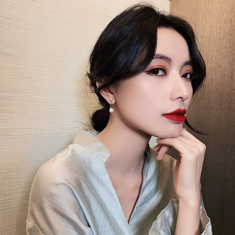 Hoa Tai Dáng Dài Đính Ngọc Trai Nhân Tạo Phong Cách Hàn Quốc