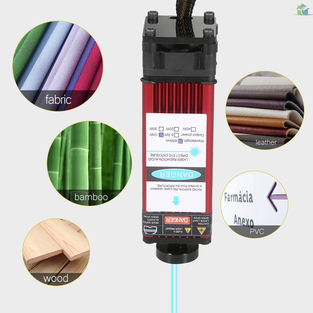 Mô đun laser bước sóng 450nm có thể điều chỉnh độ chính xác công suất 10W chuyên dụng cho máy khắc laser