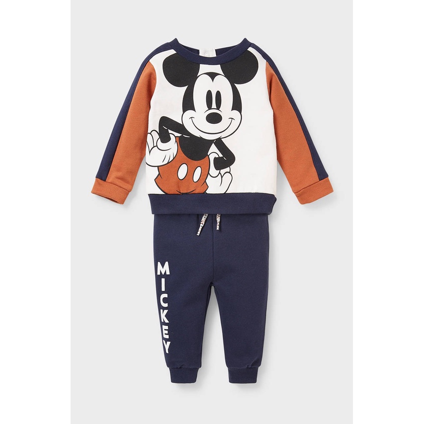 Bộ dài tay thu đông bé trai - Set bộ nỉ da cá Mickey Disney cho bé trai size 1-6t