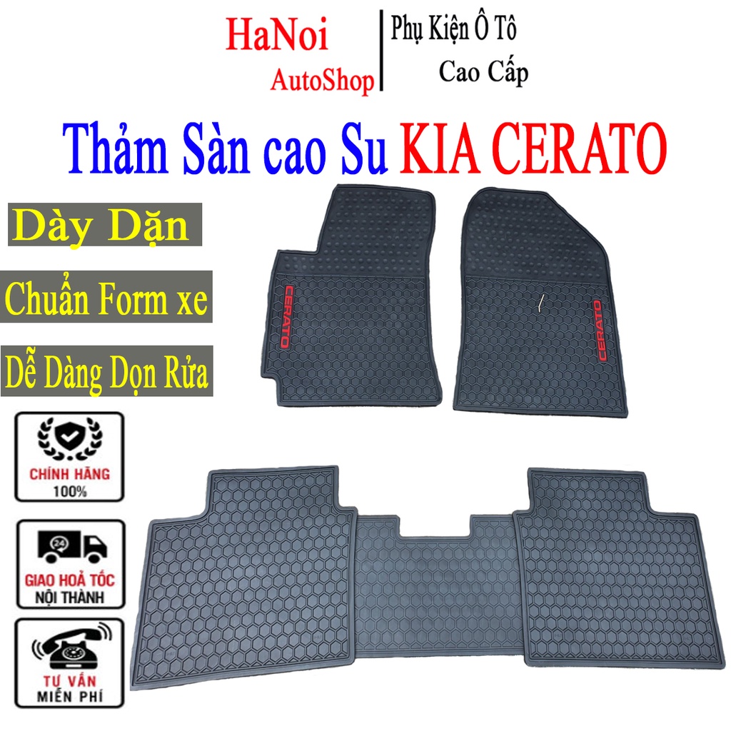 Thảm Lót Sàn Cao Su Cho Xe Kia Cerato 2019 đến 2022 Cao cấp -không mùi ,cao su đúc,vừa form xe