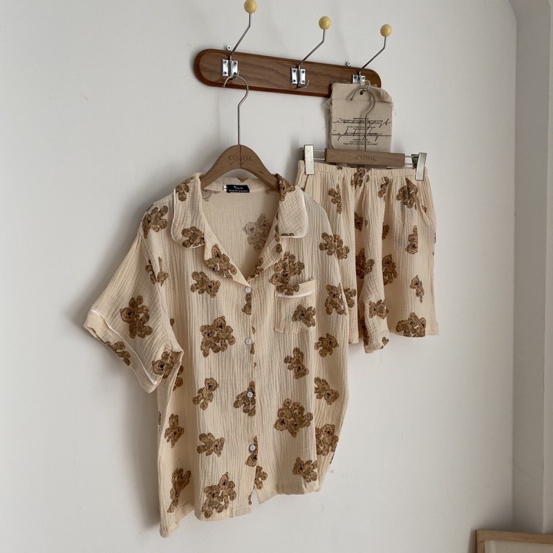 ĐỒ NGỦ XÔ MUSLIN đồ bộ mặc nhà vải xô nhăn hoạ tiết dễ thương | BigBuy360 - bigbuy360.vn