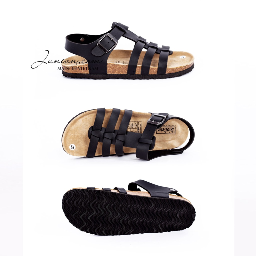 [DA PU/CHỐNG NƯỚC] PU12-Dép da sandal Unisex Birken Bioline, đế trấu Bioline Birken- Xuất khẩu châu Âu - Juni Store