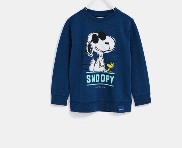 Áo nỉ Zara snoopy xanh than size đại 5-14Y