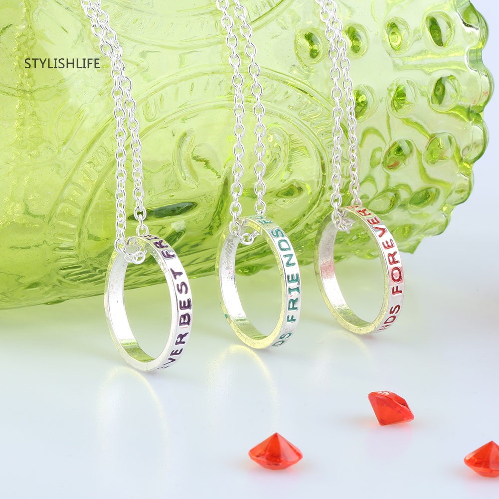 Bộ 3 Dây Chuyền Mặt Nhẫn Khắc Chữ Best Friends Dành Cho Bạn Thân Nữ