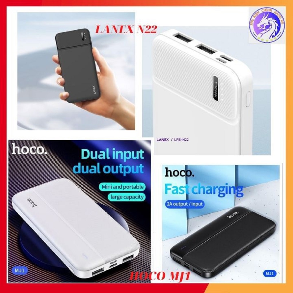 Pin Sạc Dự Phòng Hoco MJ1 / Hoco J48 / Lanex N22 10000 mAh Sạc Nhanh Sạc Nhiều Thiết Bị Bảo Hành Chính Hãng 1 Năm