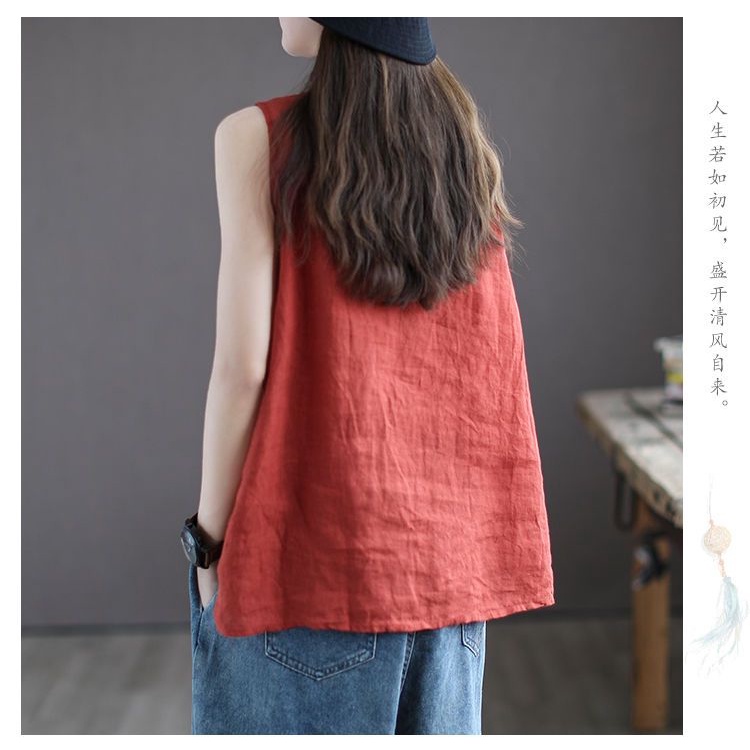 Áo Sát Nách 100% cotton Lanh Mỏng Dáng Rộng Thời Trang Mùa Hè Hàng Mới Dành Cho Bạn Nữ