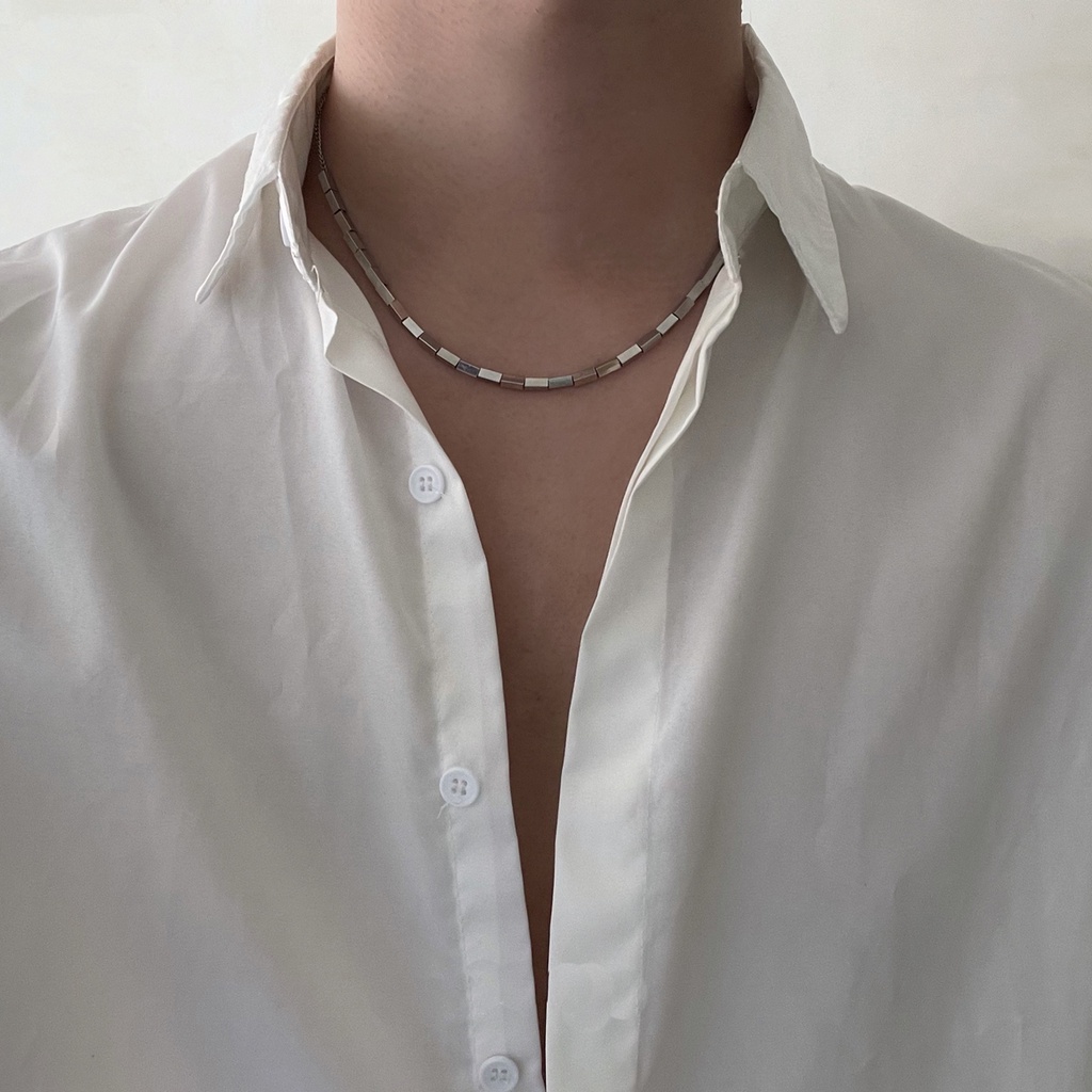 Dây chuyền nam Deoji hạt Titan chữ nhật sang trọng bằng Titan không gỉ