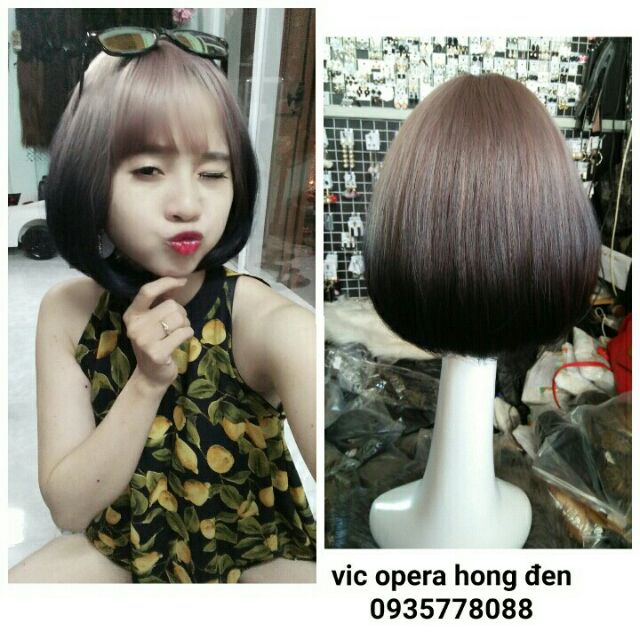 Tóc nguyên đầu vic opera hồng đen hình thật