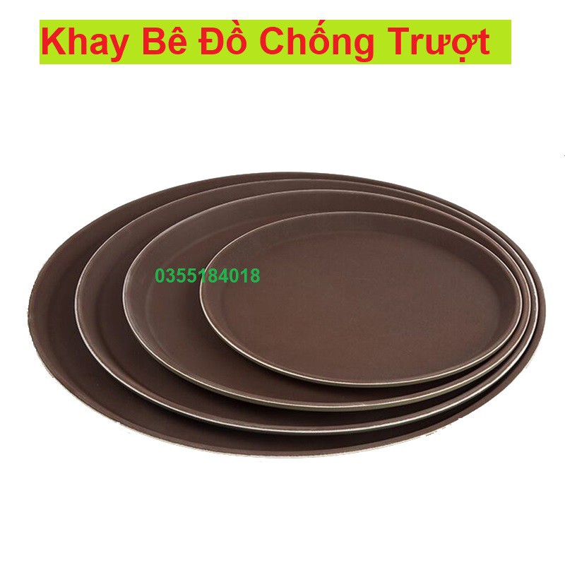 Khay bê đồ chống trượt - Khay phục vụ tròn chống trơn đường kính 28cm 35cm 40cm