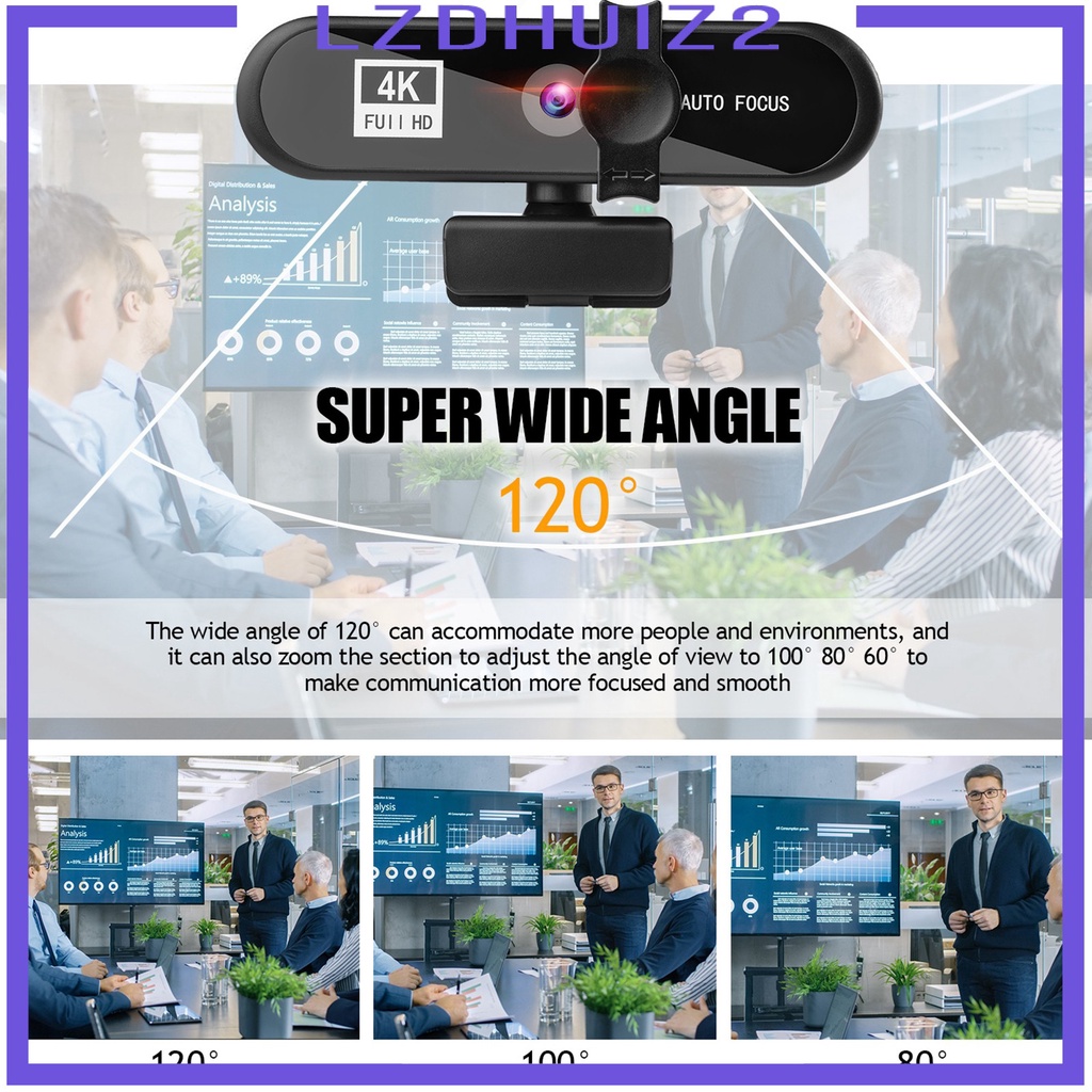 Webcam 4K 8MP HD Tự Động Lấy Nét Tích Hợp Mic Cho Laptop / PC