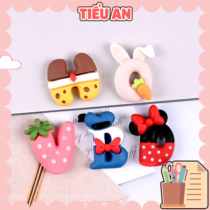 Charm (C318) slime/ Dụng Cụ Charm Trang Trí [Ko Keo &amp; Nút] Hình chữ dễ thương - 01 Cái