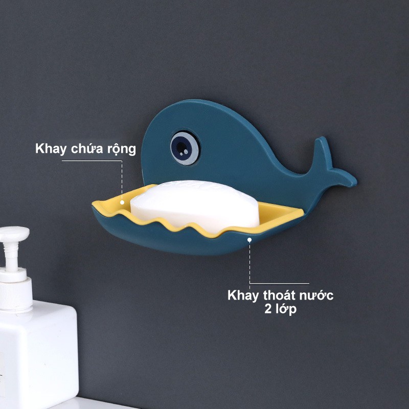Kệ Dán Tường Để Xà Bông Tắm, Xà Bông Hình Cá Heo Luôn Khô Ráo, Sạch Sẽ, Kệ Dính Tường 88315 BAONHISHOP