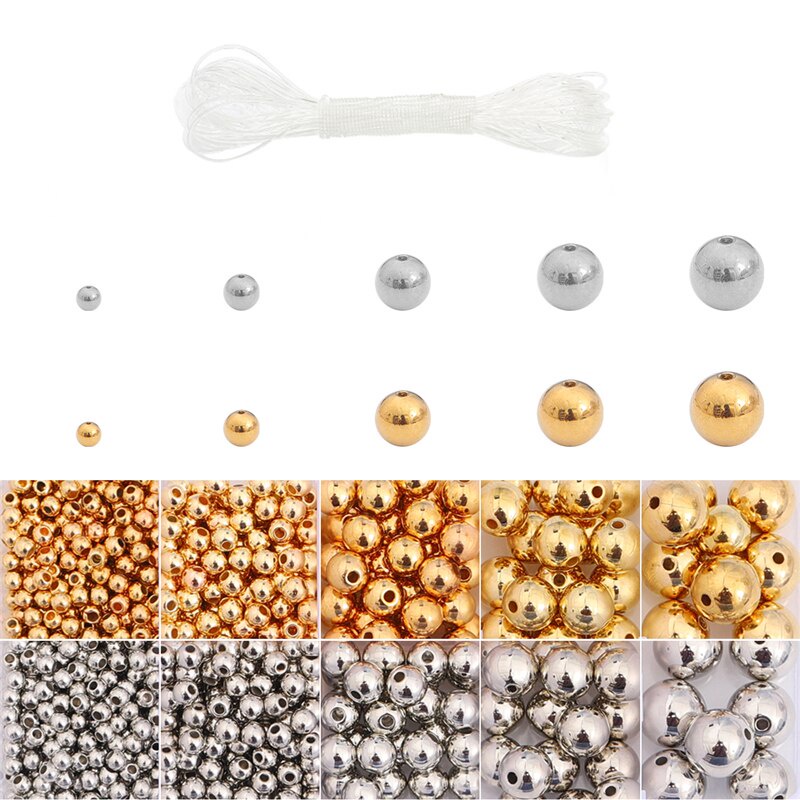 Hộp hạt xỏ tròn bằng kim loại cỡ 3/4/6/8/10mm làm đồ trang sức thủ công DIY