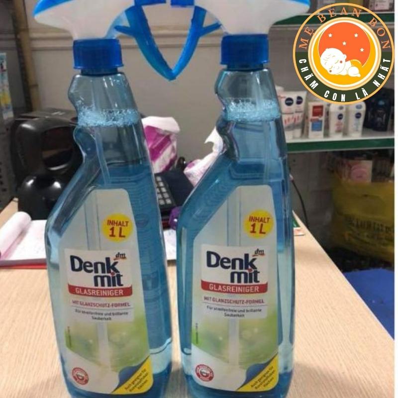 Nước xịt lau kính, màn hình ti vi, gương Denkmit glasreiniger 1 lít của Đức sạch nhanh toàn không độc hại - mẹ bean bon