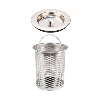 Chậu lọc rác và nắp chặn nước bồn rửa bát inox