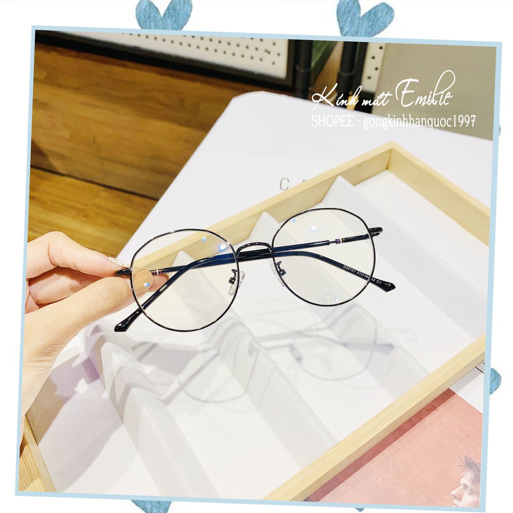 Gọng kính mảnh nhẹ vintage tròn góc cạnh nam nữ Kính mắt Emilie phụ kiện thời trang 29121 | BigBuy360 - bigbuy360.vn
