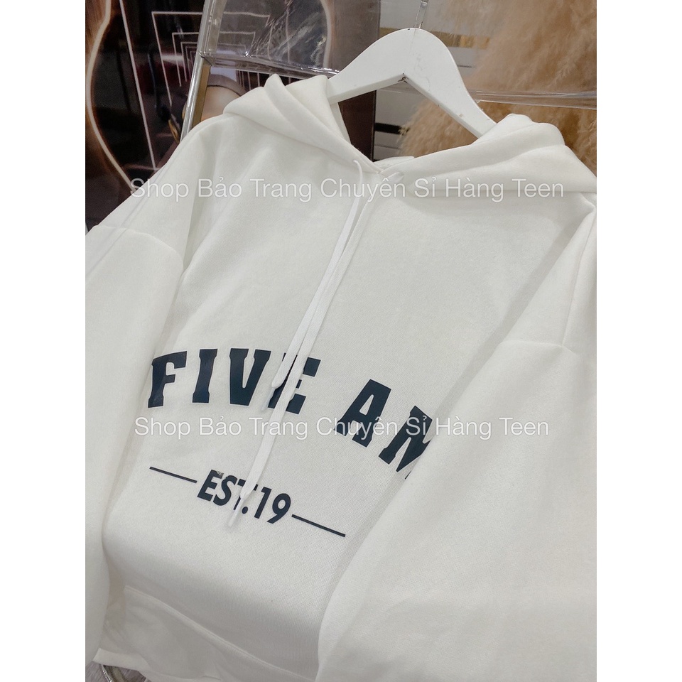 Hoodie Mũ Rộng Nam Nữ Chữ Five Tay Bồng Mũ 2 Lớp Unisex Basic Form To