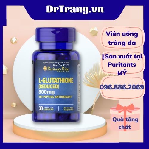 Viên uống trắng da glutathion, chống oxy hoá, giải độc gan, lọ 30 viên