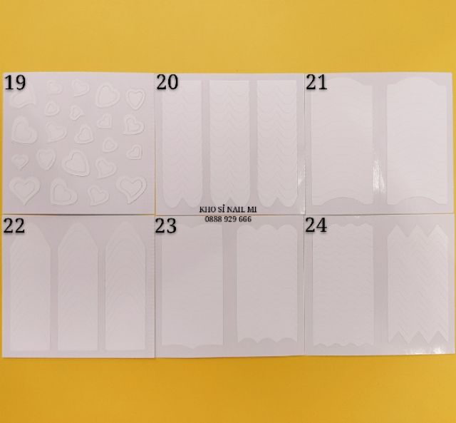 Set 24 tấm gồm 44 mẫu miếng dán hỗ trợ sơn trang trí móng tay - sticker tip guides french nail