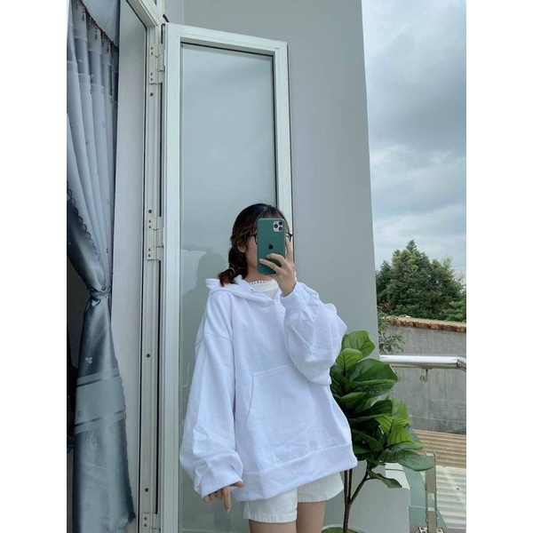 Áo khoác hoodie nữ bomber sweater cardigan trơn trắng chui đầu Unisex khoác ngoài xì teen học sinh đi học đi chơi HD03