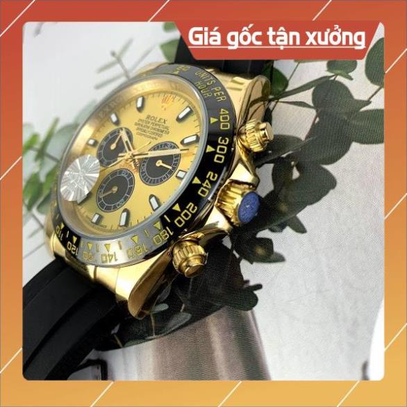 [Giá Sập Sàn]  Đồng hồ Nam Rolex máy nhật-Đồng hồ cơ Automatic Rolex 3 nút mặt vàng hồng dây cao su size 40-42 mm