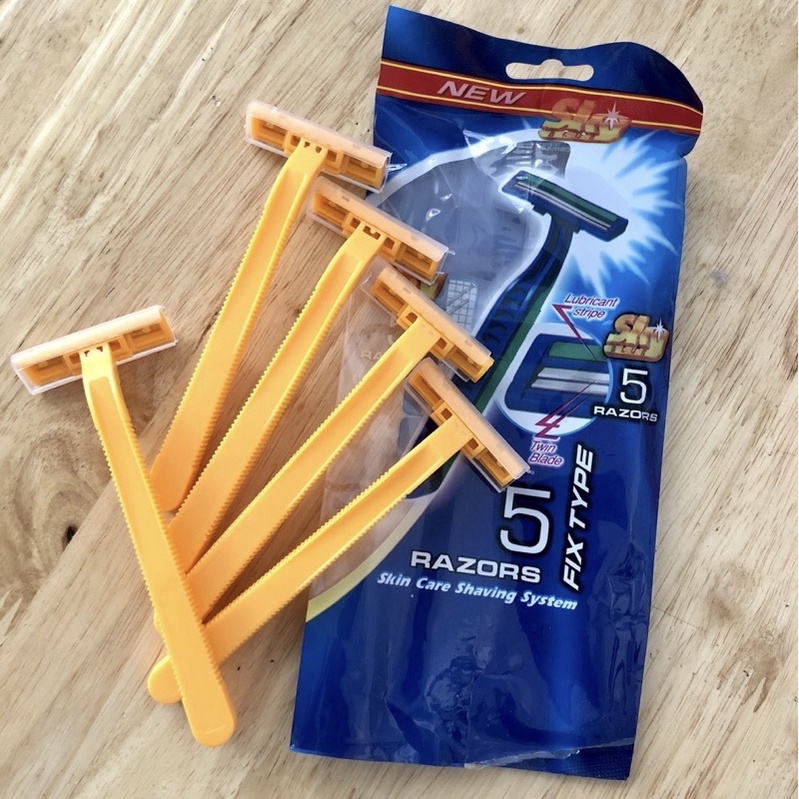 Set 5 Dao Cạo Râu 2 Lưỡi Cán Nhựa Giá Rẻ