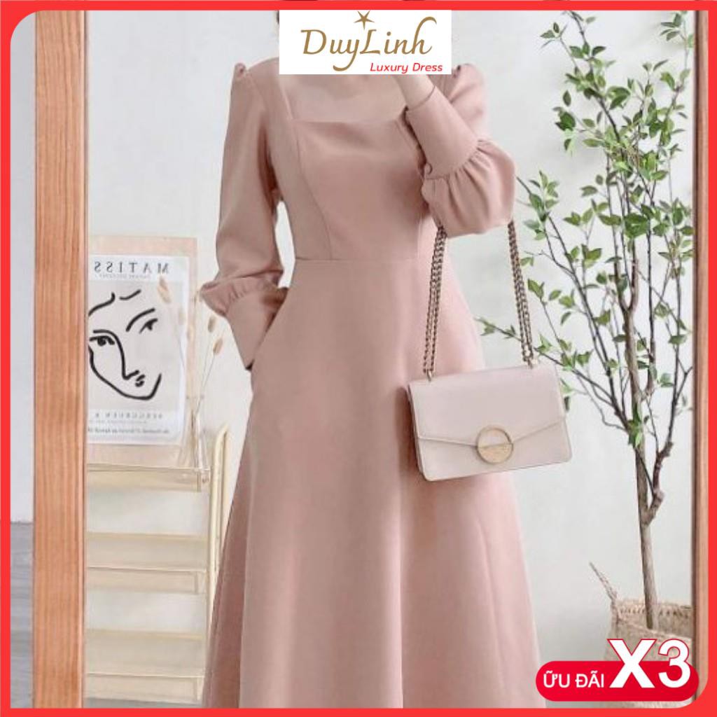 Đầm dự tiệc trắng xòe cổ u vintage