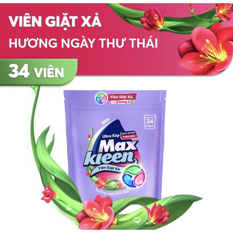 Túi Viên Giặt Xả MaxKleen 34 Viên
