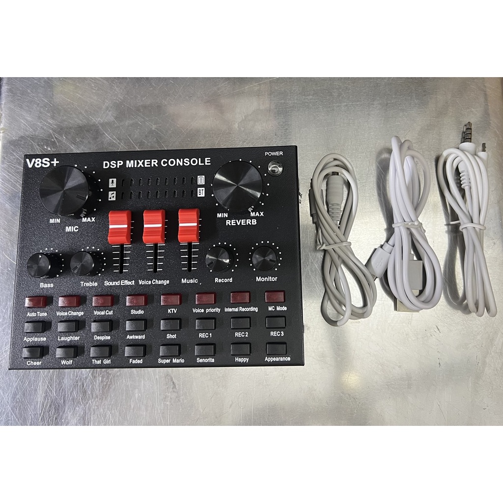 Sound card âm thanh V8S+ có bluetooth dùng pin sạc - hát thu âm, livestream và karaoke